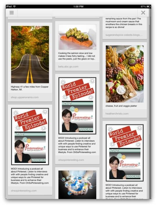 Pinterest mobile app on iPad