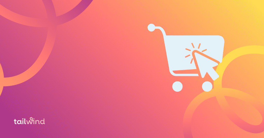 Graphic of a shopping cart icon on an orange background with the Tailwind logo in white font.