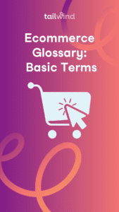 Graphic of a shopping cart on an orange background with the blog post title and Tailwind logo in white font.