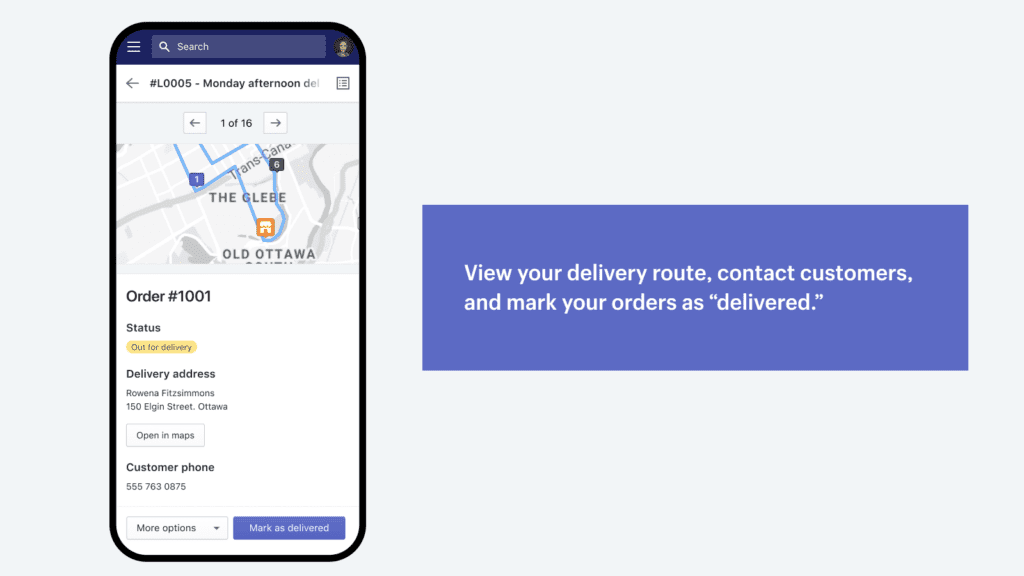 Screenshot of Shopify Local Delivery product