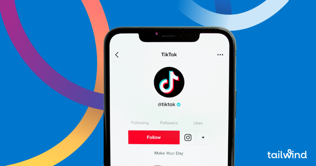 How to Drive Ecommerce Sales with TikTok Shopping Ads: Image of a cell phone showing a TikTok user's homepage on a blue background