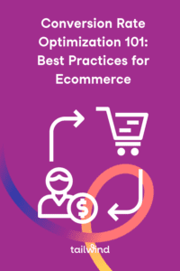 Illustration of the circular relationship between a shopping cart and a person with a money symbol on a pink background with the blog post title and Tailwind in white font.