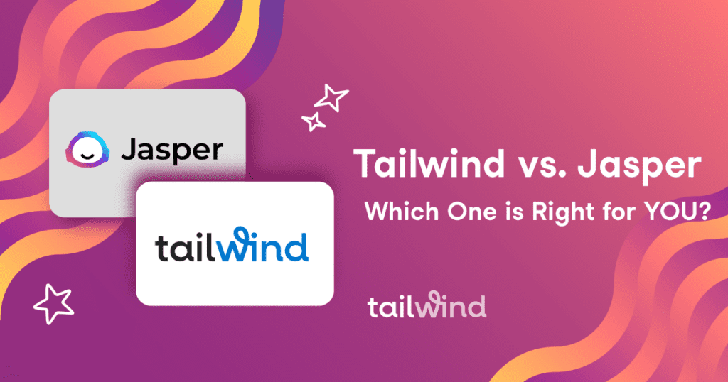 The Jasper and Tailwind logos on a purple and magenta background with the name of the blog post in white font.