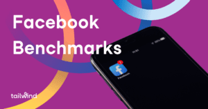 Image of a smart phone screen with the facebook app icon on a purple background with the title of the blog post and tailwind in white letters.