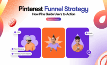 Three Pin-shaped images of smiling people working on their phones on an orange, purple, and white gradient background. Around the images are the Tailwind url (www.tailwindapp.com), blog post title, multicolor swirls, and Pinterest logos.