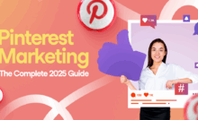 A smiling woman in a white button down shirt in an instagram-looking frame surrounded by common social media icons. Around the image are the blog post title and Pinterest logos on a peach-colored background.