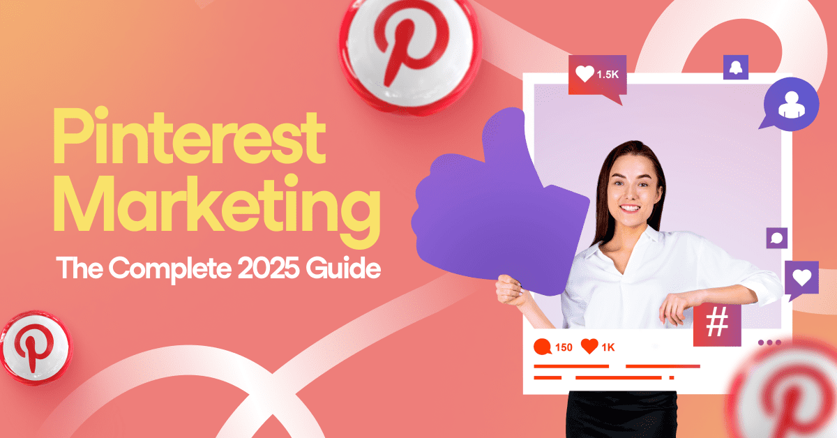 A smiling woman in a white button down shirt in an instagram-looking frame surrounded by common social media icons. Around the image are the blog post title and Pinterest logos on a peach-colored background.