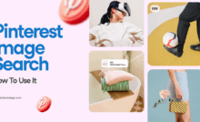 Several Pinterest Pin images: a waffle bath towel on a tub, a clutch purse being held by someone, a soccer ball being kicked, and woman wearing VR goggles on a light pink background with a large purple swoosh. Around the images are the Tailwind url (www.tailwindapp.com), the blog post title, and Pinterest logos.