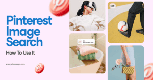 Several Pinterest Pin images: a waffle bath towel on a tub, a clutch purse being held by someone, a soccer ball being kicked, and woman wearing VR goggles on a light pink background with a large purple swoosh. Around the images are the Tailwind url (www.tailwindapp.com), the blog post title, and Pinterest logos.
