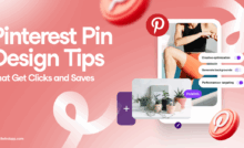 A Pin of a woman exercising and a Pin of various plants on a light red background with fading white swirls. Around the images are the blog post title, Tailwind url (www.tailwindapp.com), a Publish button, and Pinterest logos.