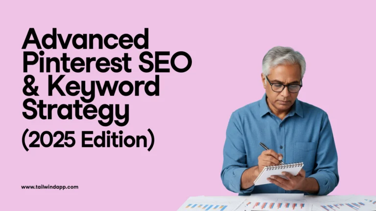 Man wearing glasses and a blue shirt writing in a notebook, representing advanced Pinterest SEO and keyword strategy research and planning.