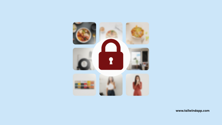 Illustration of blurred Pinterest boards with a red lock icon overlay, representing how to make a Pinterest board private or secret step-by-step.